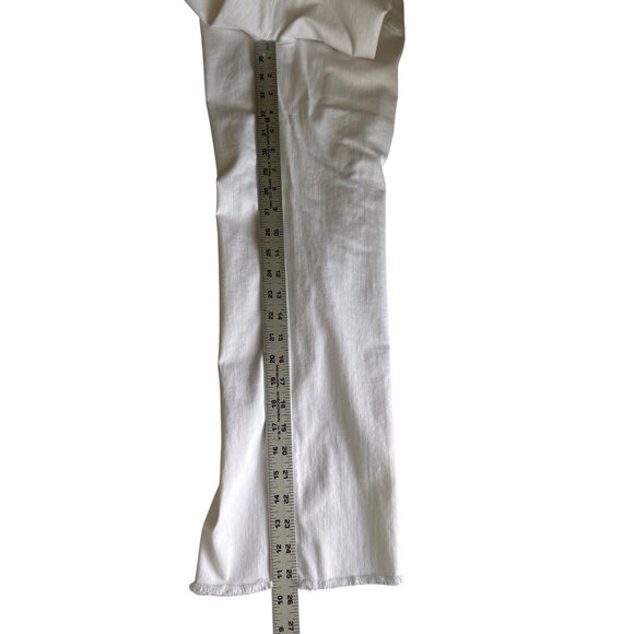 Loft White Womens Mid-Rise Cropped Elastic Waist Jeans With Frayed Hem Size 4 - Picture 8 of 8